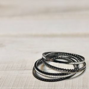 Black & Silver Bangle Bracelets